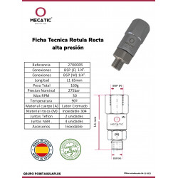 Rotula giratorio Kothar recta MH1/4' 