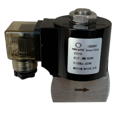1/2" Inox Mecatic Hochdruck-Magnetventil 0-120bar, NC, 24VAC